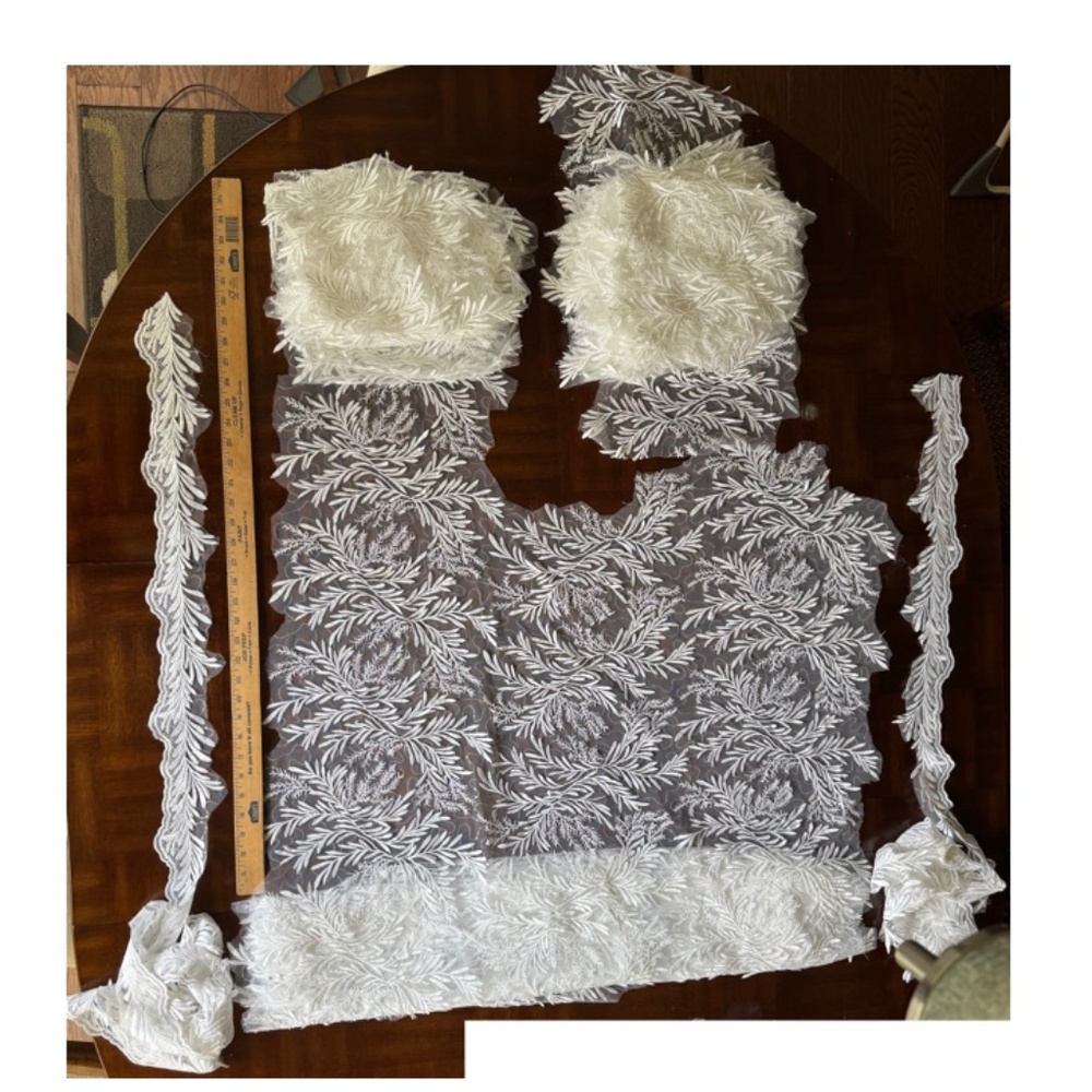 Designer wedding dress lace - Irregular left over fabric